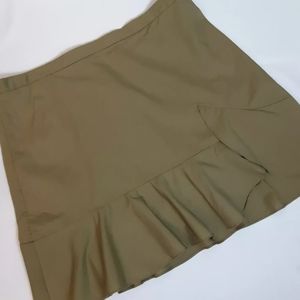 MADEWELL PREOWNED RUFFLE SKIRT OLIVE GREEN 12